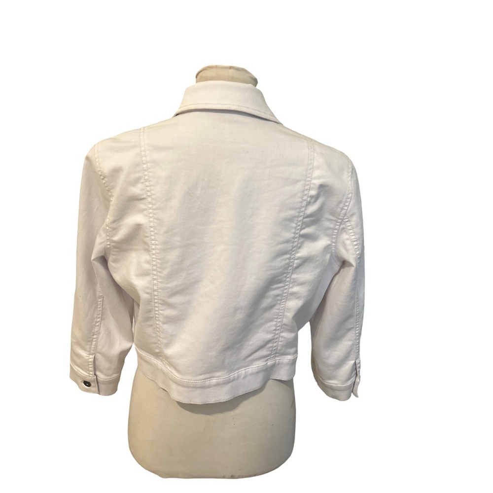 Vintage Chicos Womens Size Small Platinum White Cropped Denim Lightweight Jacket - Picture 5 of 8